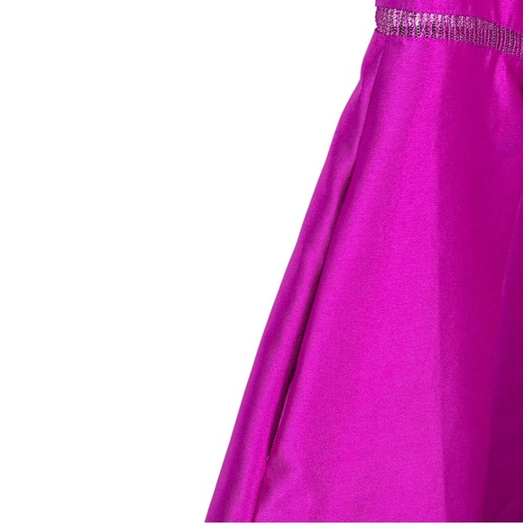 ADRIANNA PAPELL PINK LATTICE LACE TRIM A LINE SLEEVELESS MIDI COCKTAIL DRESS - Picture 11 of 15